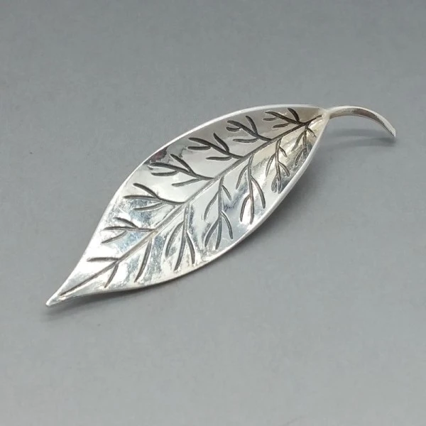 David Andersen Norway Silver Leaf Brooch UK